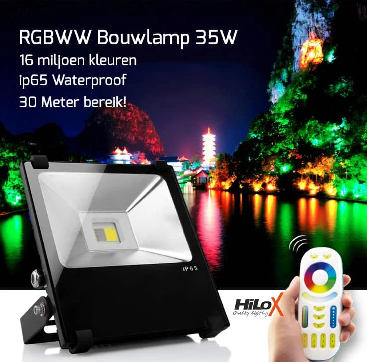 RGBW LED Buitenlamp 30W X2 met afstandsbediening