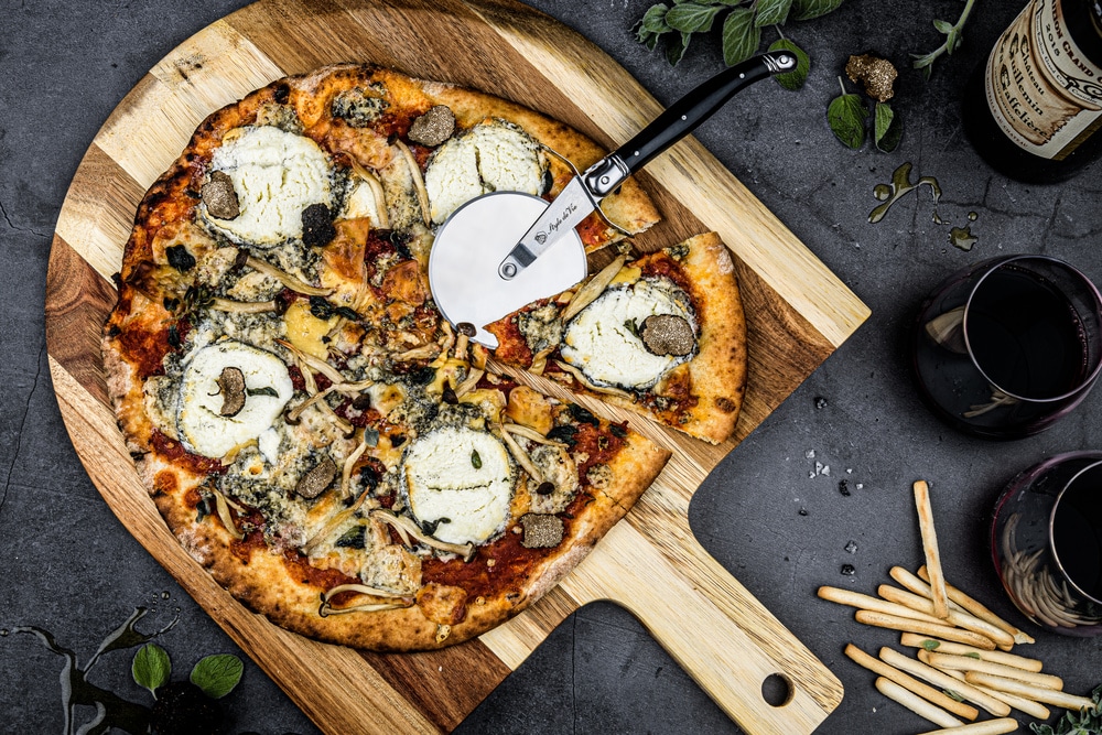 Pizzasnijder met Serveerplank Acaciahout
